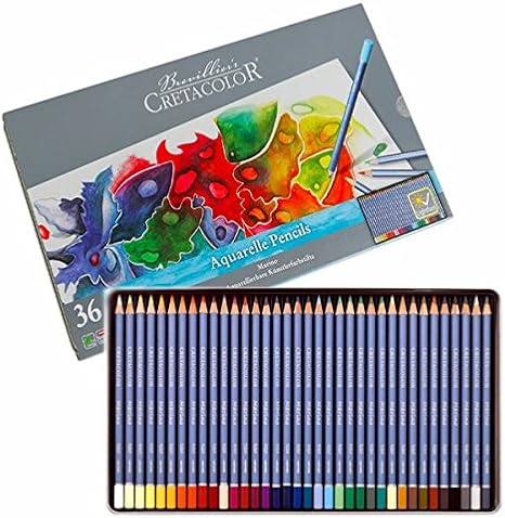 CRETACOLOR Marino Aquarelle Watercolor Pencil Set of 36 (Water Soluble Colour Pencils),Assorted,36 Count (Pack of 1),240 36