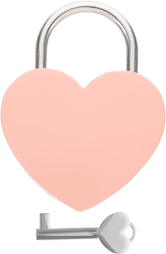 Heart Shaped Metal Padlock with Key for Diary and Handbag