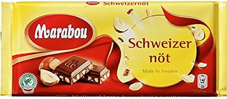 Marabou SchweitzerNot - Milk Chocolate with Hazelnuts 200g (Pack of 3)