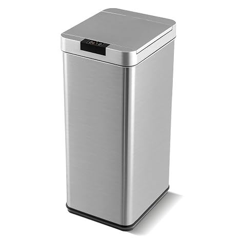 TANGZON 48L Automatic Sensor Kitchen Bin, 3-Layered Stainless Steel Touchless Infrared Motion Waste Bin with Soft Closure & Stay Open Lid, Fingerprint-Proof Smart Trash Can Dustbin for Home Office