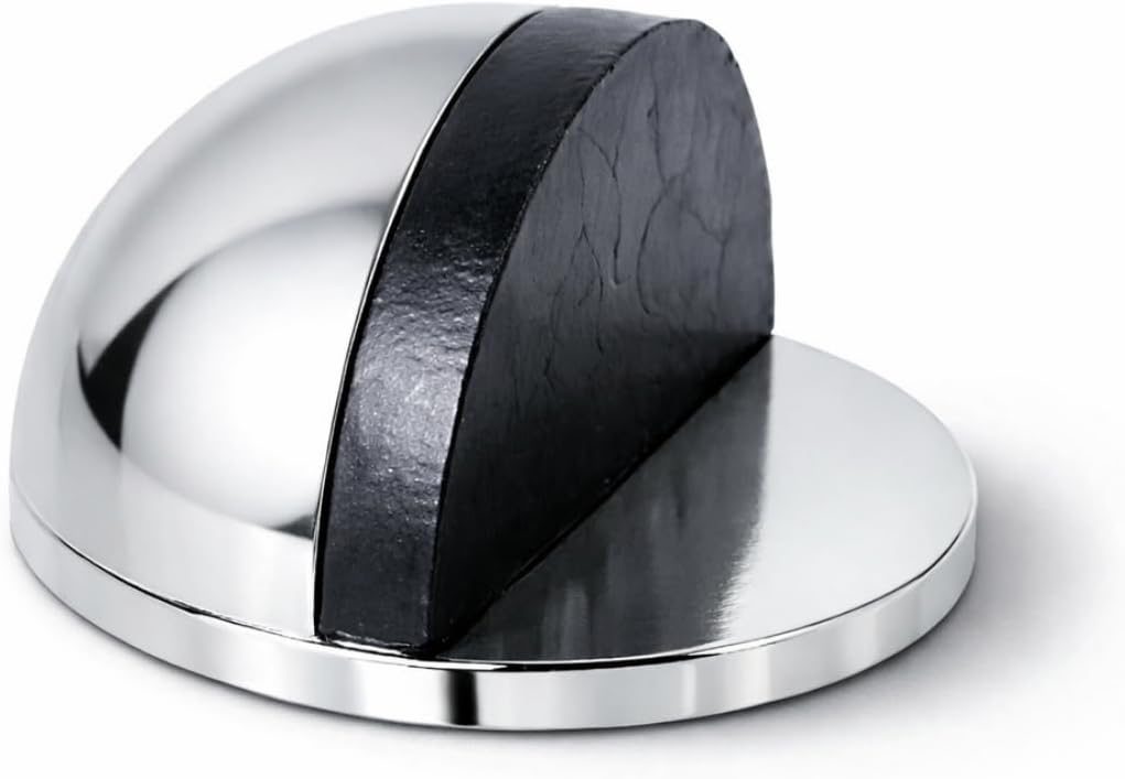 Yarımay Yapışkanlı Kapı Kolu Stoperi, Metal Kapı Tamponu, Koruyucu Kapı Durdurucu (1, Krom)