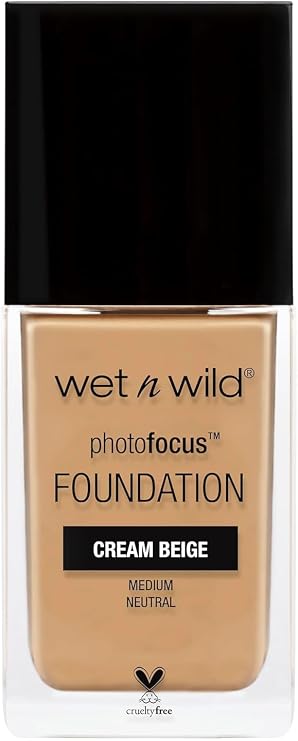 Wet n Wild Photo Focus Matte Foundation, Modulable Matte Liquid Makeup Foundation, Pore Smoothing Finish for All Skin Types, Cream Beige