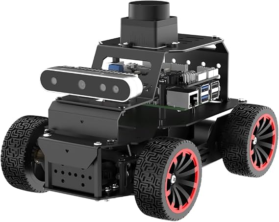 Robot Car for Raspberry Pi 5 ROS2, Programmable AI Vision 3D Deep Camera Smart Robot Kit Ackerman Chassis, Independent Line Tracking, Target/Color Recognition Obstacle Avoidance, MentorPi A1 Standard Kit With RPi 5 8GB
