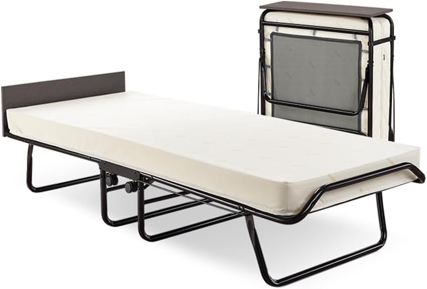JAY-BE Visitor Contract Folding Bed with Performance e-Fibre Mattress and Automatic Folding Legs, Compact, Single, Black