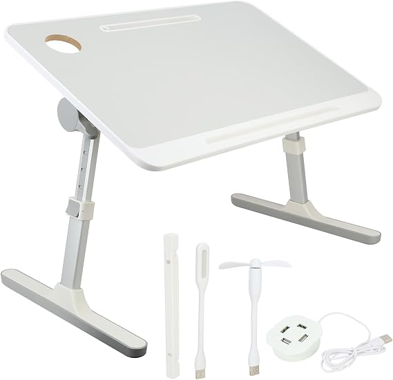 Height Adjustable Overbed Table with Tilting Surface, Mobile Rolling Laptop Stand with Lockable Wheels, C-Shaped Bedside Desk for Home and Office Grey