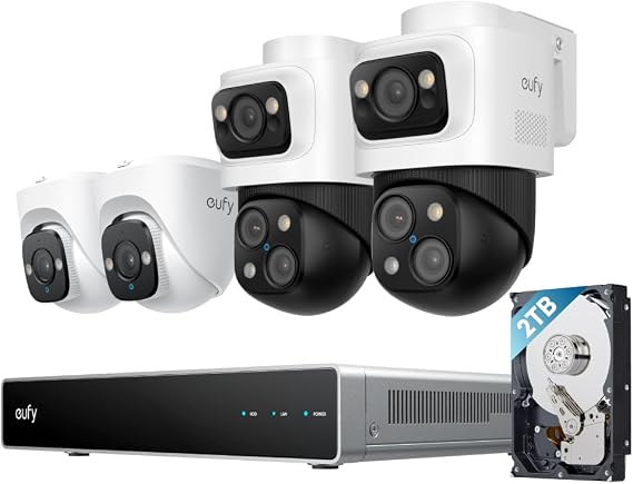 eufy Security PoE NVR CCTV Camera Systems S4, 360° Coverage with PTZ