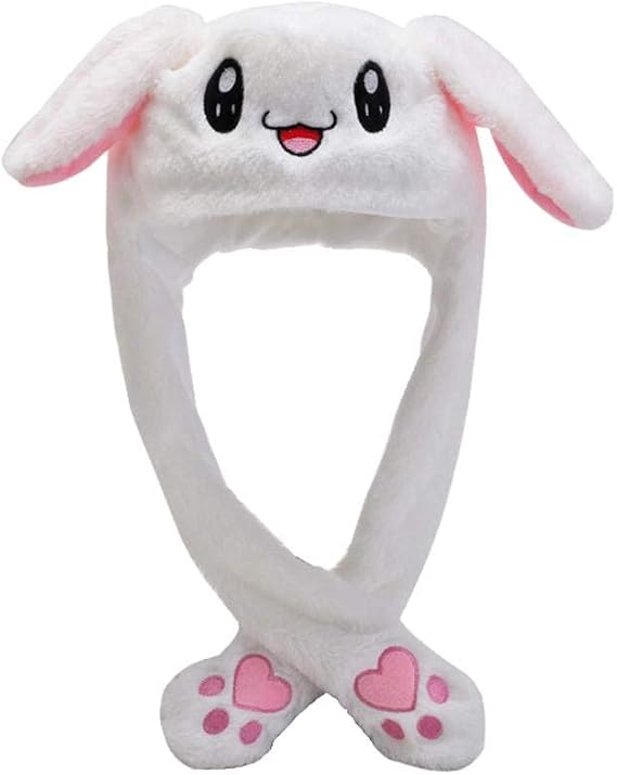 Tavşan şapkaları, anime pelüş kulaklı bereler, tavşan kulakları saç bandı, Kawaii şapka, hareketli kulak şapkası, kadınlar, çocuk, kız çocukları için, kostümlü oyun