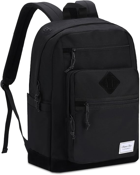 Chase Chic School Backpack for Men Women, Water Resistant Casual Daypack for School/College/Work/Travel,18.8L Lightweight Rucksack for Teen Boys Girls