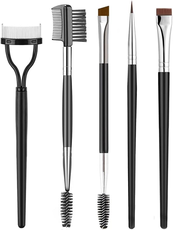 Eyelash Comb Lash Separator Tool Brow Brush & Lash Spoolie Professional Eye Makeup Tools (5 Pieces Set)