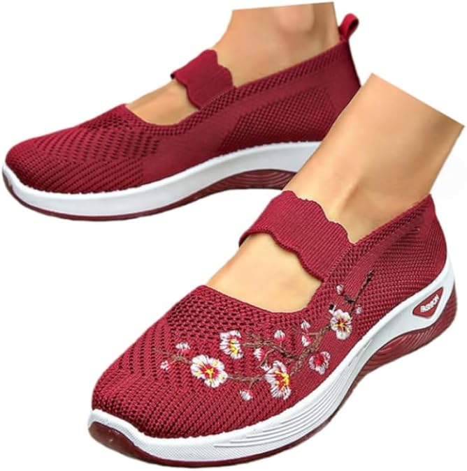 Women's Comfort Walking Shoes Woven Lightweight Breathable Orthopedic Sneakers with Soft Sole Wide Fit Wedge Walking Sneakers Casual Fashion Non Slip Walking Shoes Lightweight Low Top Footwear