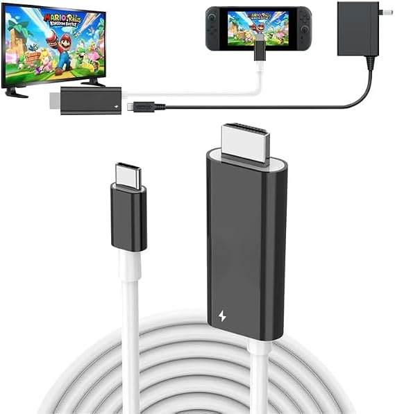 GKEAPZA HDMI Adapter für Nintendo Switch 2 & Steam Deck: USB-C TV Docking Station mit 4K 60Hz 100W PD Schnellladung 2m Kabel – Kompatibel mit Switch OLED ROG Ally Monitor