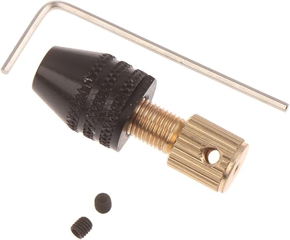 Compact Drill Chuck Set for Small Electric Motors Features Adjustable Three-Jaw Design and 33mm Overall Length (5mm)