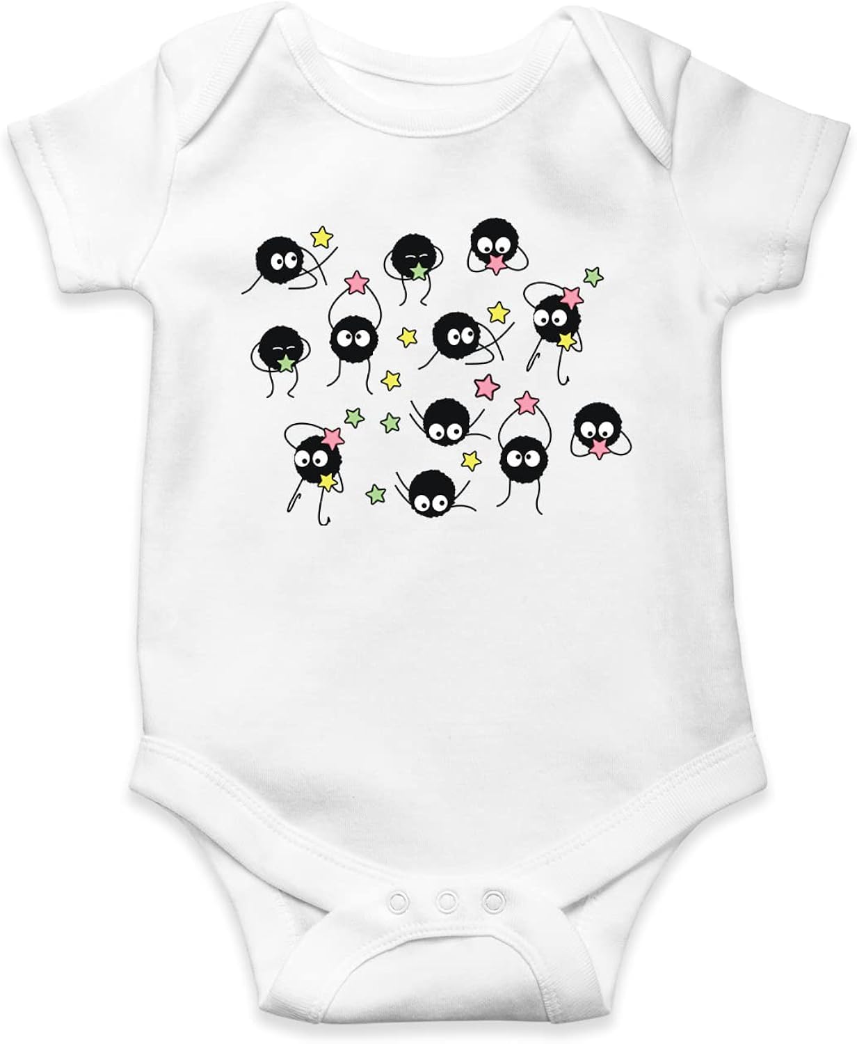 WillowGifts Soot Sprites Babygrow Romper Onesie Baby Grow Novelty Fun Cute Studio My Neighbor Totoro Spirited Away Susuwatari Fuzzy Creatures Boy Girl Gift Present