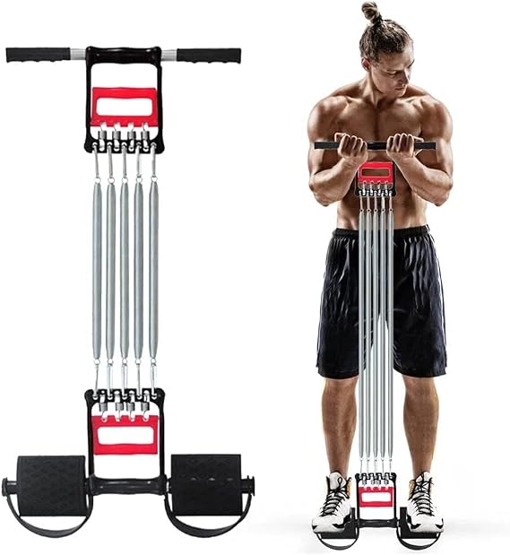 Tummy Trimmer Hand Gripper Chest Expander Covvy 3 in 1 Lifting Bars Spring Exerciser Elastic Sit Up Traction Rope Home Fitness Equipment