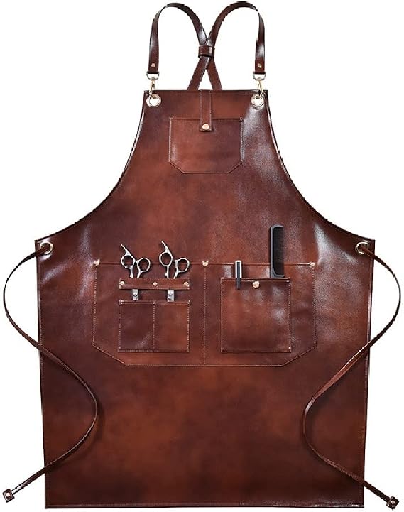 PU Apron Cross Back Strap Barista Bartender Pastry Chef Cafe Bistro BBQ Grill Uniform Florist Barber Workwear