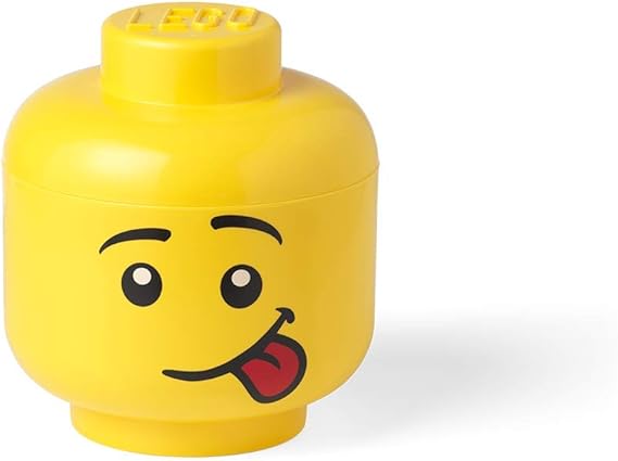 Storage Head Small - Winking - Polypropylene Storage Box with Lid for Kids' Toy Storage Stackable Organizer and Fun Storage Solution LEGO Toy Box