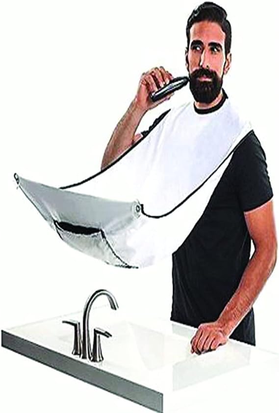 Sakal Traş Önlüğü, Standart EASYSO Sakal Kesme Örtüsü Berber/Kuaför Önlüğü Beyaz Tela Kumaş Çok Amaçlı Vantuzlu Pratik Kes & Temizle
