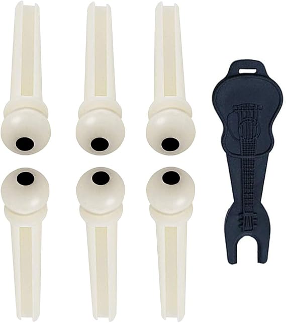 Acoustic Guitar Bridge Pins Pegs-6pcs with 1pc Bridge Pin Puller Remover，Ivory