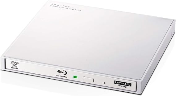 Logitech External Blu-ray Drive USB 3.2 Gen 1 USB 3.0 Compatible with UHD BD, Includes Burning Software CyberLink Power2Go, White LBD-PWA6U3LWH