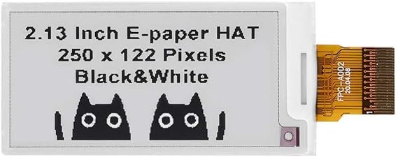 2.13-Inch E-Ink Display, Fits Raspberry Pi, Compatible with Arduino, 250 x 122 Resolution, Low Power, SPI Interface for DIY Projects, Ideal for Electronic Labels, Digital Signs, and Industrial Use
