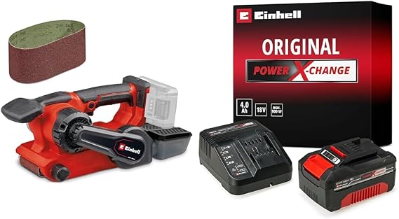 Einhell TP-BS 18/457 Li - Solo, Akülü Tank Zımpara + Einhell 18V 4,0 Ah PXC Starter Kit, Akü & Şarj Cihazı