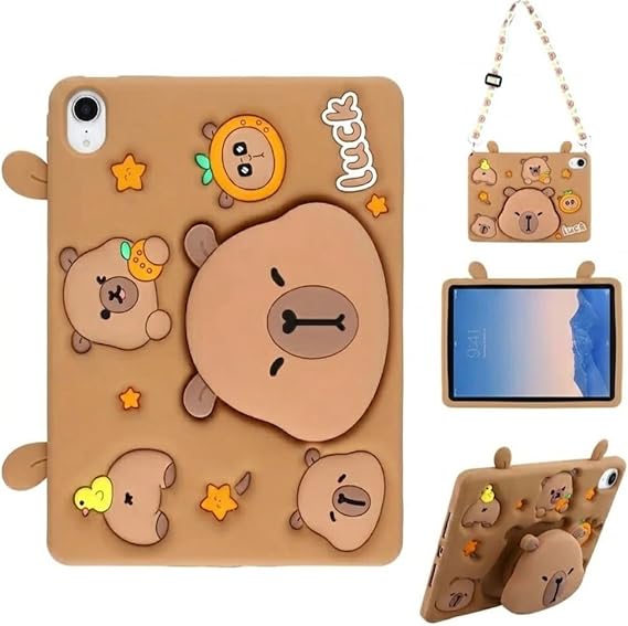 Fogy Apple Ipad 11 A16 11.Nesil/10.nesil 2022/2025 ile Uyumlu Cute Dolls Çocuklar için Standlı Karkterli Yumuşak Tablet Kılıfı Karibara