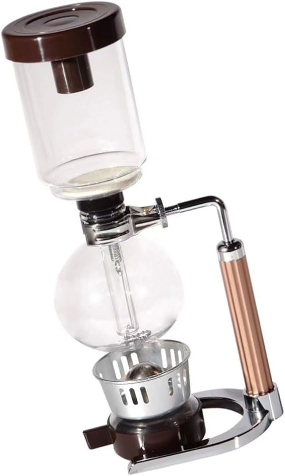 Advanced Siphon Coffee Maker Features Glass Construction, Wooden Handle, Vacuum Brewing Technology, Heavy Duty Home Use, 3 Person Multipurpose Vacuum Brewing