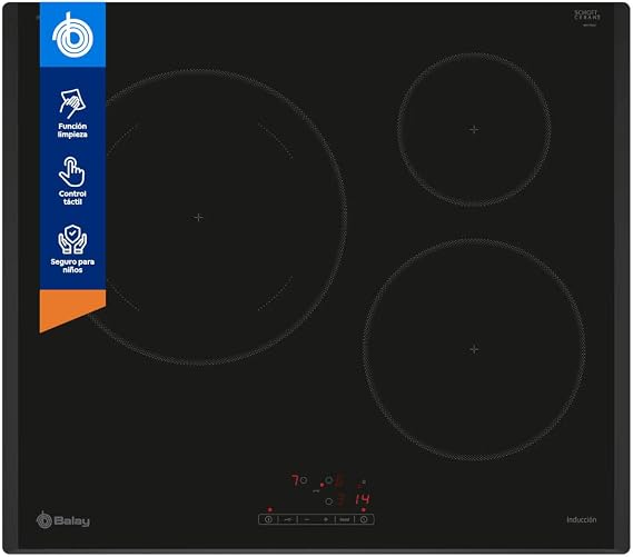 Balay, Induction Hob, 60 cm, 3 Burners, Zone 28 cm, Black, 3EB965LR