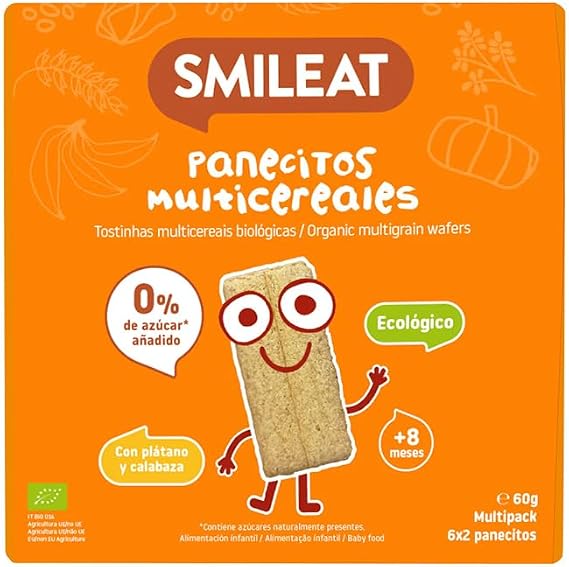 Smileat - Multicereal Muffins - Snack for Small +8 Months - Organic and Gluten Free - No Added Sugar - Ideal for Snacks - 60g