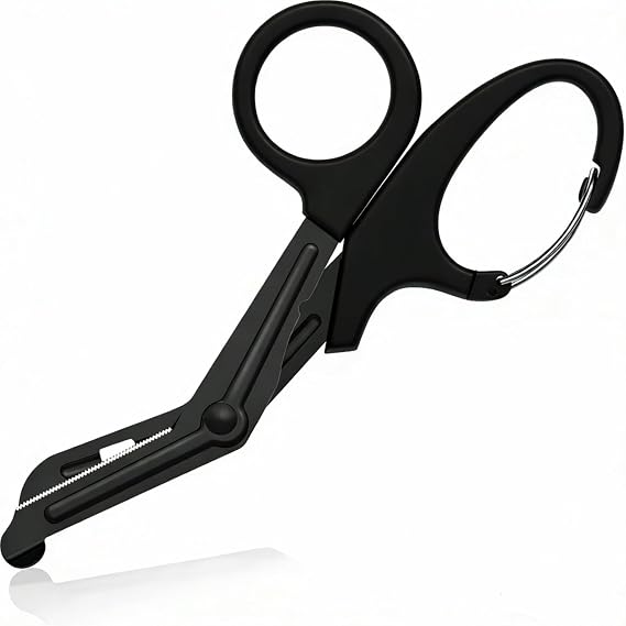 First Aid Scissors with Pocket Clip, Nursing Scissors, Black 15cm