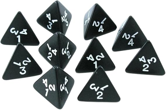 10pcs Creative D4 Dices 4 Sided Game Dice for TRPG Role Play Toys Black, 10 Pieces D4 Dices