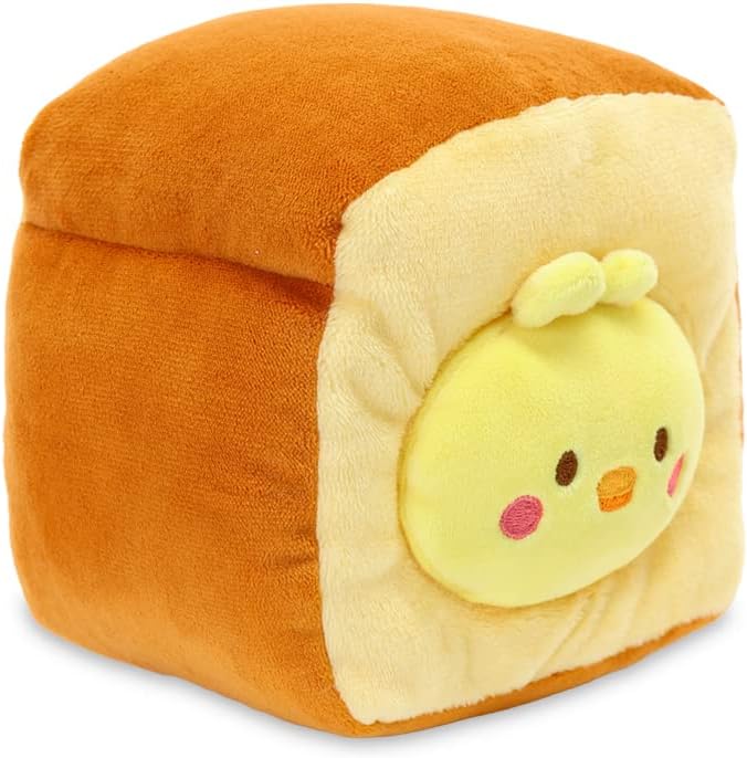 Anirollz アニロールズ ぬいぐるみ – 6インチの小さなパン屋をテーマにした衣装のぬいぐるみ| ソフト、フワフワ、暖かい、かわいい、快適、安全| 誕生日ギフト枕 パンの塊にひよこが入っています