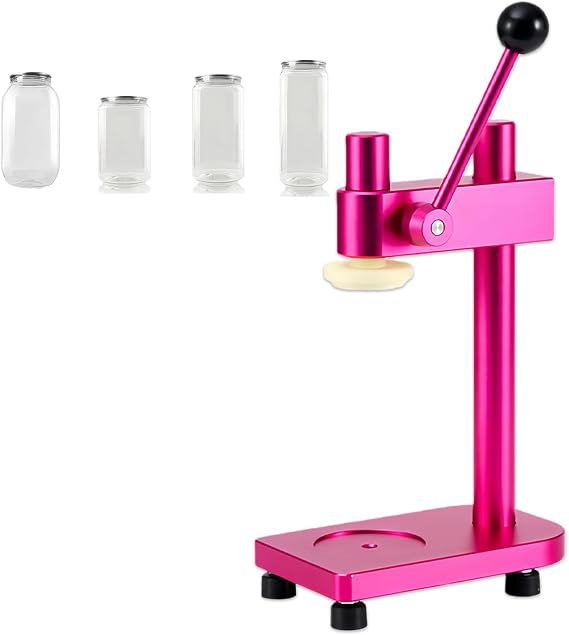 Hand Tin Can Seamer Machine, Aluminum Alloy Cup Closing Machine, Sealing Capacity 250/330/400/500/700 Ml, For Sealing Pet Bottle Can, Home/Commercial Pink