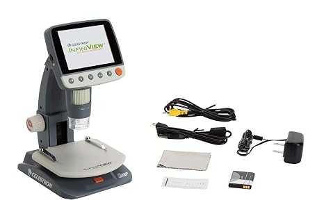 Celestron 44361 InfiniView LCD Digital Microscope, 4x-160x Magnification, Grey