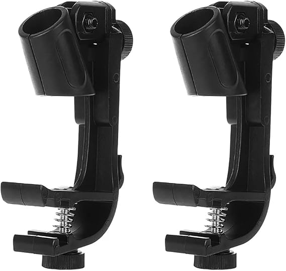 2PCS Adjustable Microphone Clips Bass Drum Mic Stand Shockproof Drum Mic Holder for Shockproof Musical Instrument Supplies -Black