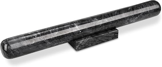 Marble Rolling Pin with Stand, Natural Stone, Black, 40cm