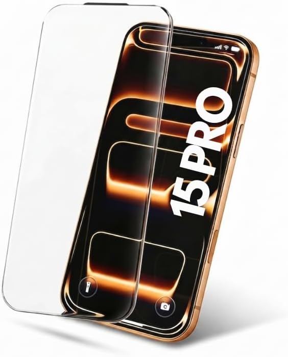 [ÇERÇEVESİZ EKRAN KORUYUCU] İphone 15 Pro ile Uyumlu Yeni Nesil Saf Cam 300CC Ekran Koruyucu [Çerçevesiz - Borderless ], Toz Önleyici Ahize Filtresi, HD Ultra Netlik