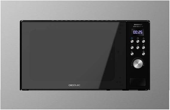 Cecotec Digital GrandHeat 2000 Built-In Steel Black Built-in Microwave, 700W, Built-in, 20l, Grill, 9 Preset Functions, Quick Start, Steel and Black Design