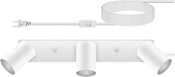 plug in track lighting, ceiling lighting kit 3 lights, modern 3 way wall spotlight, 3ft cable, flexible rotating complete lighting kits for kitchen cabinet, gallery