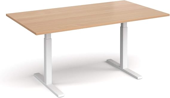 Mr Office Elev8 Touch boardroom table, white frame, Beech, 1800