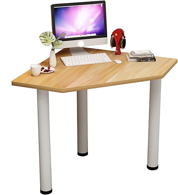 Corner Table, Small Apartment Computer Desk,（MDF+steel frame） Home simplicity Corner Writing Desk, for Living Room, Bedroom, Study Room(A)