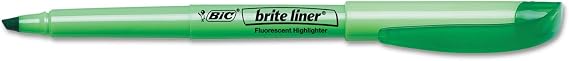 BIC Brite Liner Chisel Tip Pocket Style Highlighter, Green, Pack of 12