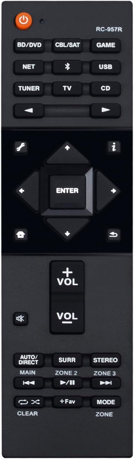 RC-957R Replacement Remote Control for Pioneer AV Receiver VSX-932 VSX-933 VSX-LX102 VSX-LX103 VSX-LX302 VSX-LX303 VSX-LX503 VSX-832
