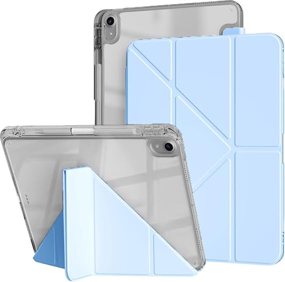 UnDePlus iPad 11.Nesil A16 11inç/10.Nesil 10.9inç ile uyumlu Kılıf Mika Trifolding Şeffaf Kalem Bölmeli