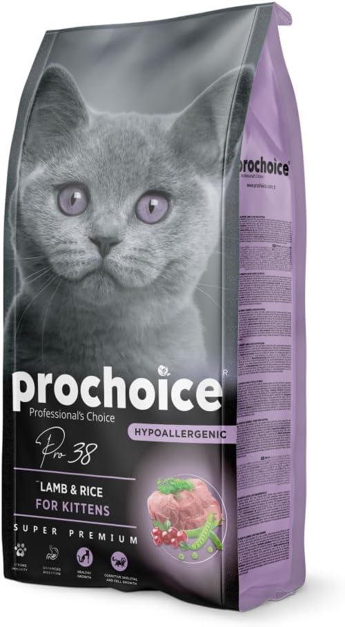 Prochoice Pro 38, Yavru Kediler İçin, Hipoalerjenik, Kuzu Etli ve Pirinçli Kuru Mama, 15 kg