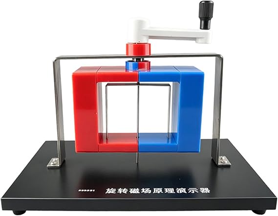 Tabletop Electromagnetism Demonstrator with Rotating Field View, Manual Crank Use for Teachers Classroom Science Lessons Daily Electromagnetism Model Classroom Demo Science Teacher Apparatus