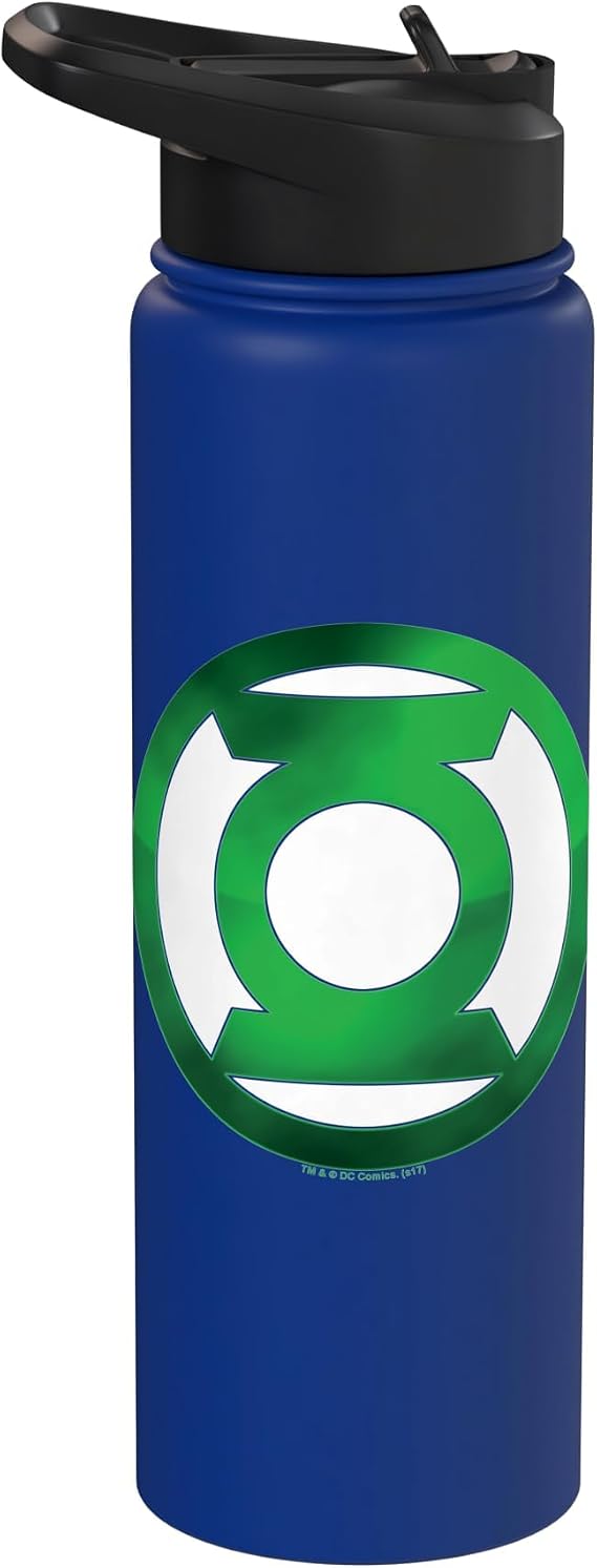 Green Lantern Green Chrome Logo Stainless Steel Insulated Water Bottle