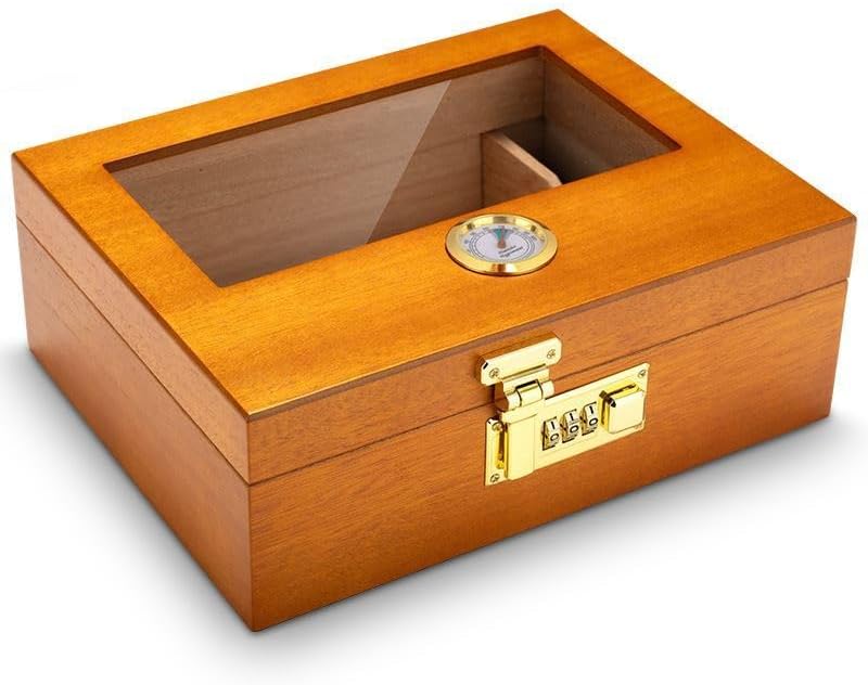 Falconetti Kahverengi Ufak Boy Camlı Humidor Şifreli Puro Kutusu rd29khv