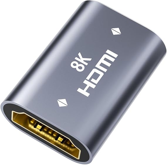 HDMI Female to Female Adapter 8K, HDMI Coupler 8K, Silver, 1 Pack
