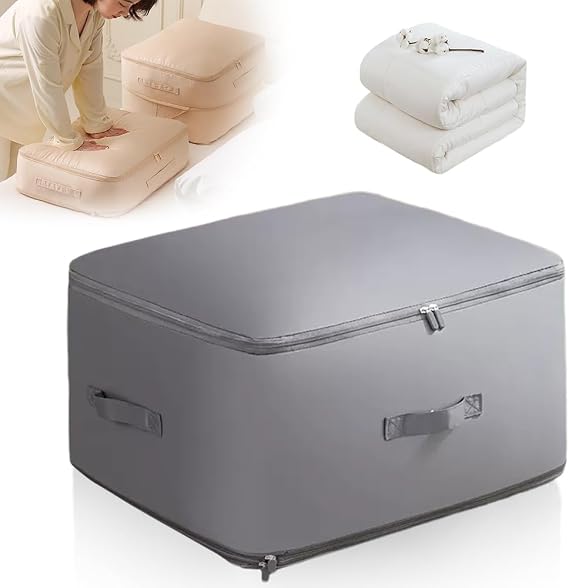 Ultra Space Saving Self Compression Organizer, 2024 Upgrade Clothes Storage Organiser for Comforters Compression Duvet Storage Bag (Gray, 52 * 42 * 60cm)
